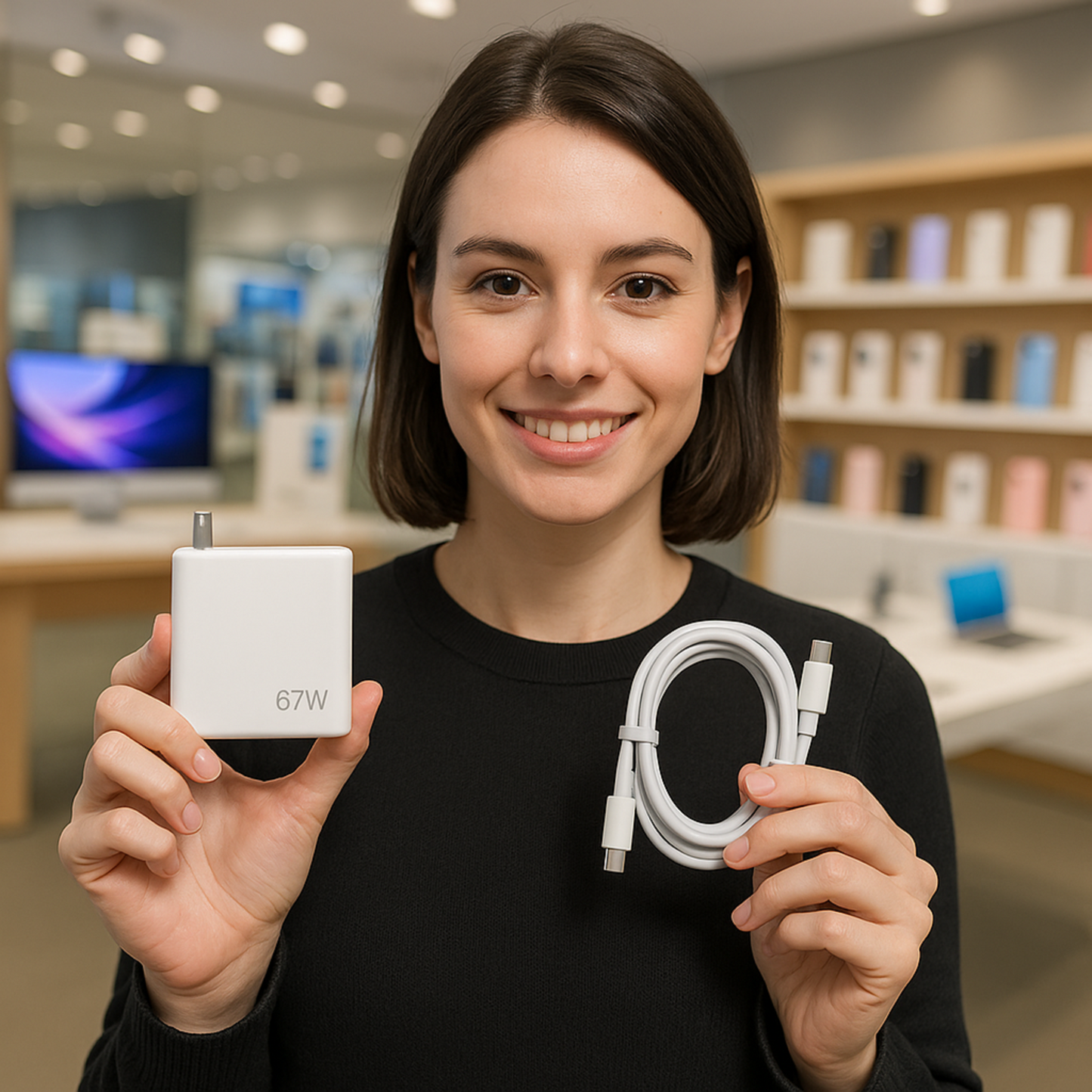 100% Original Charger "With Cable" ( Fast Charge On All Phones )